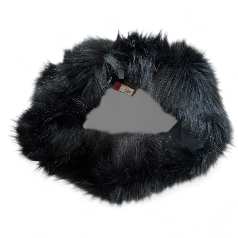 NWT! Infinity Elegant Long Fur Scarf Black Luxe Fluffy Faux Fur Wrap